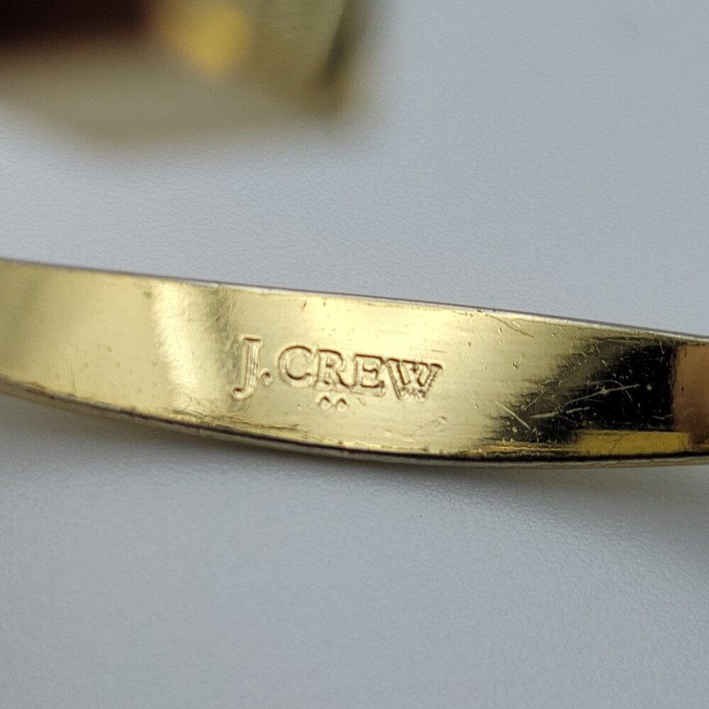 J. Crew Gold Tone Cube Charm Open Cuff Bracelet 6 Inches Size Small - Picture 6 of 11